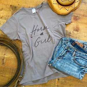 HORSE GIRL T-Shirt, Short Sleeve in Gray